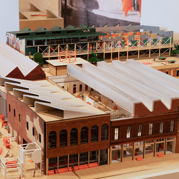 A model of Denver's Chinatown from above the building.