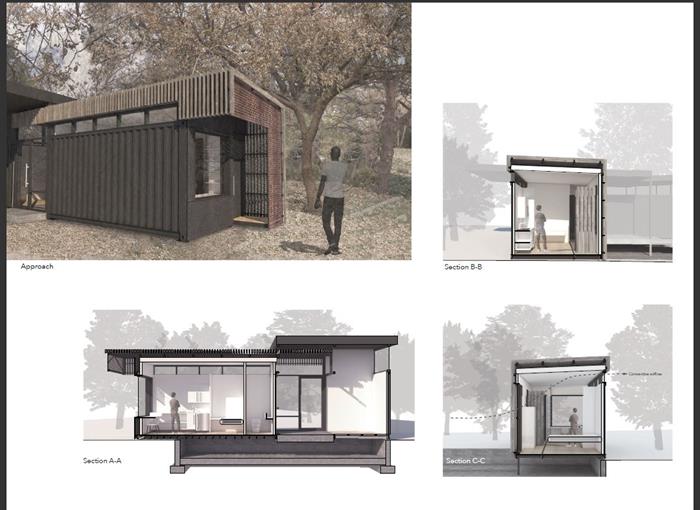 Computer rendering of shipping container home