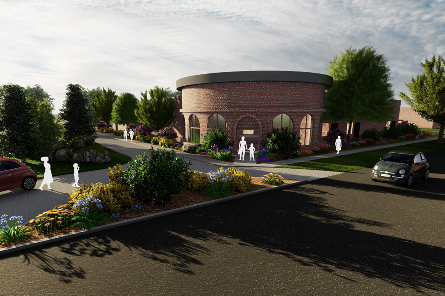 Rendering of the exterior of the Hugo, Colorado childcare facility.