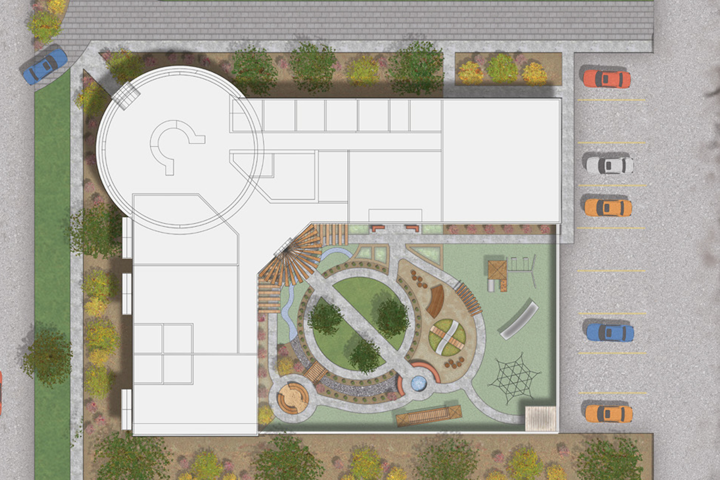Aerial view of the proposed playground layout.