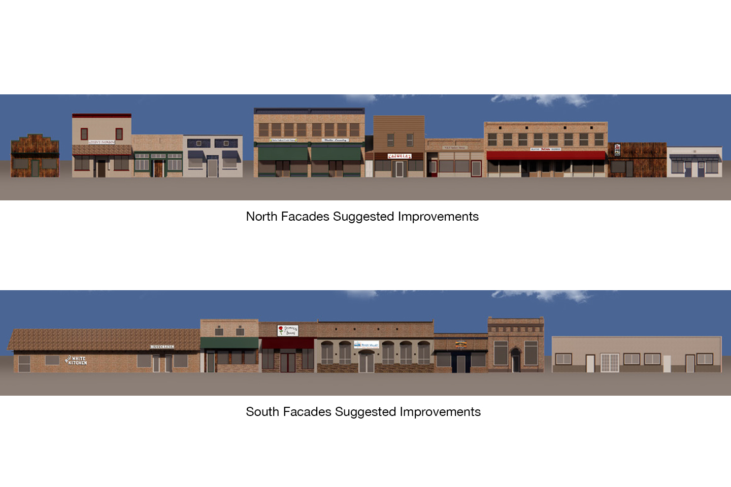 The North and South facades in Olathe for proposed improvements.