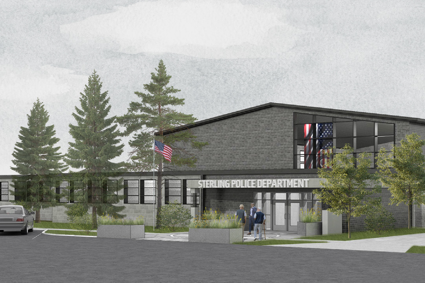 Render of external facade of the Sterling, CO police station,