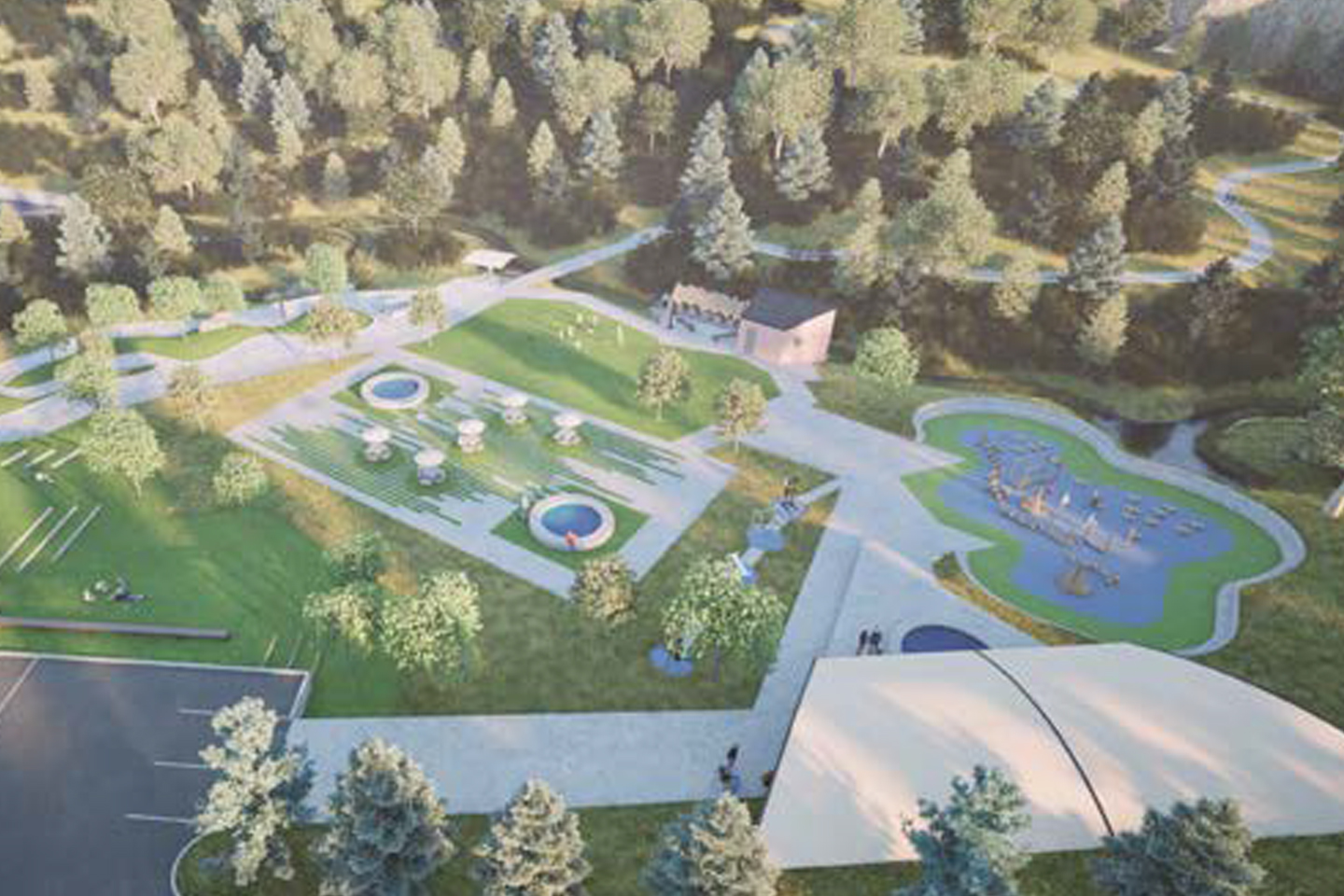 Rendering of an aerial view of the park.
